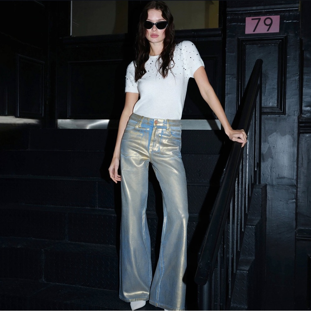 High Rise Wide Leg Denim Jeans  27
